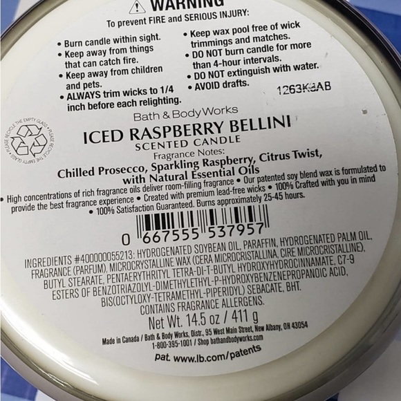 Bath & Body Works RARE Peace Iced Raspberry Bellini Large 3 Wick Candle - Picture 2 of 2